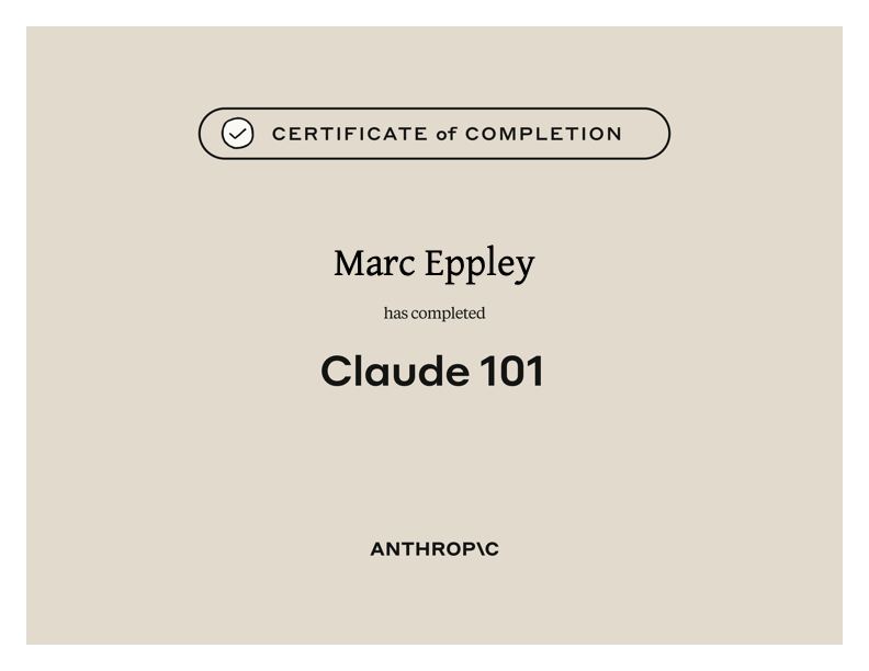 Claude 101 certificate