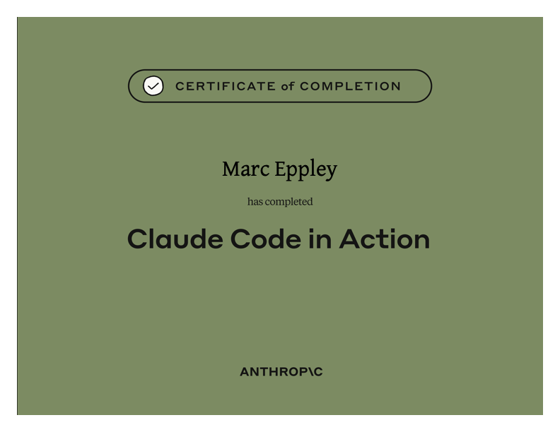 Claude Code in Action certificate