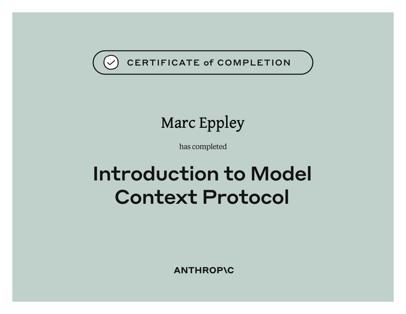 Introduction to Model Context Protocol certificate
