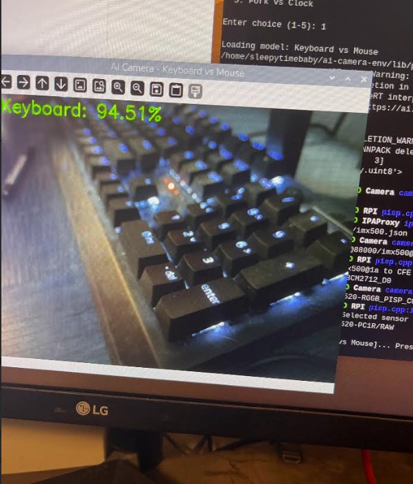 Raspberry Pi 5 live camera detection identifying a keyboard at 94.51 percent confidence